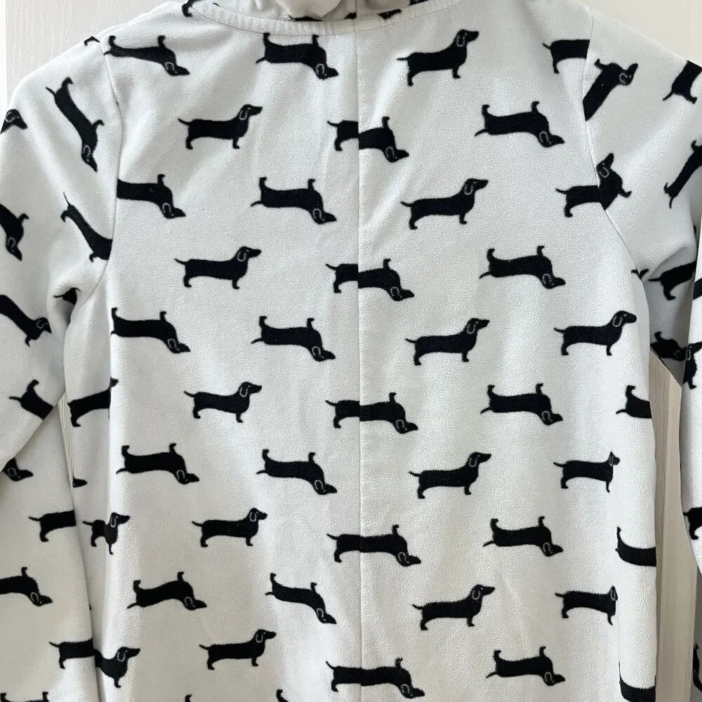 Tucker + Tate Dachshund Dog Fleece One Piece Hooded Pajamas Girls Size M 8-10